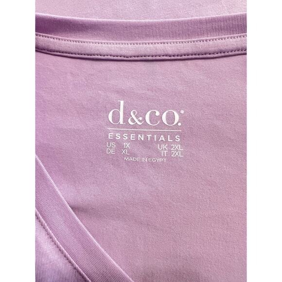 NEW Denim & Co. Essentials V-Neck 3/4 Sleeve Top Women's 1X Purple Tee D&Co. - Picture 2 of 6